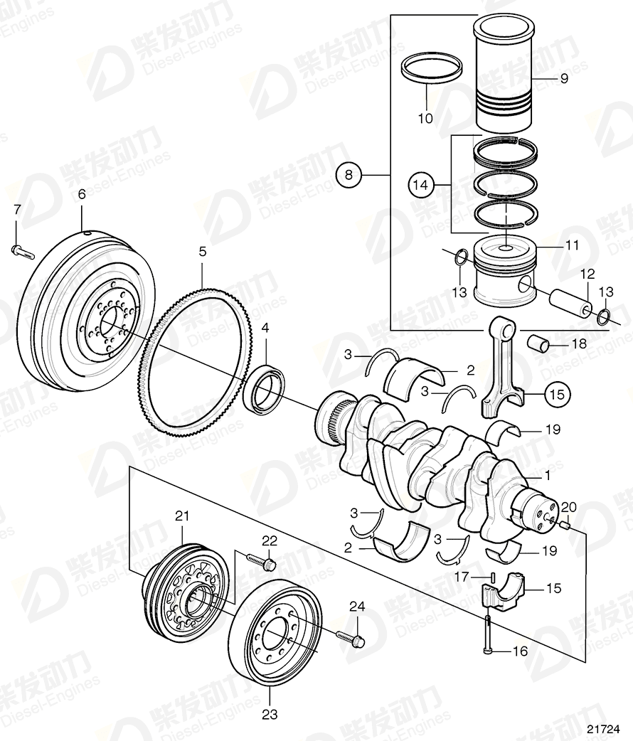 VOLVO Cylinder liner kit 3843536 Drawing